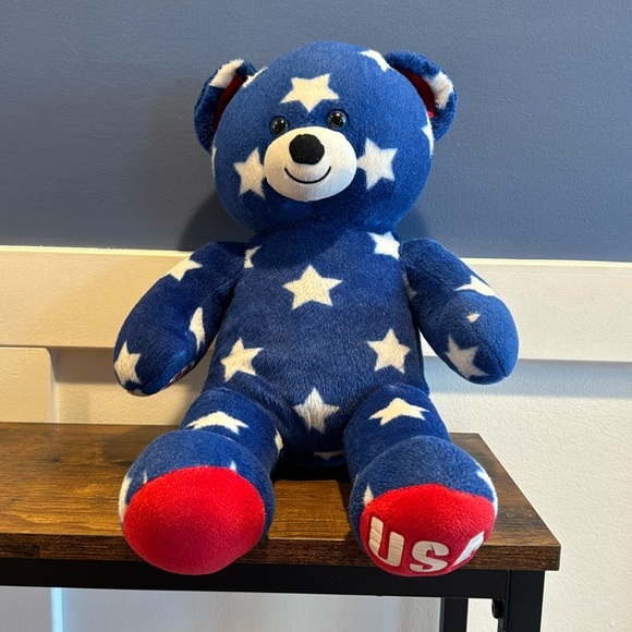 Build a Bear Stars and Stripes Stuffed Plush Blue Bear Stars USA Patriotic - Picture 1 of 7